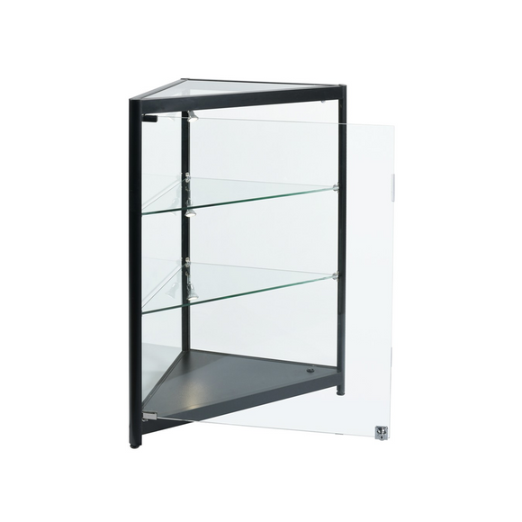 Corner Display Case w/LED Spotlights Fully Assembled 27″W x 19″D x 38″H