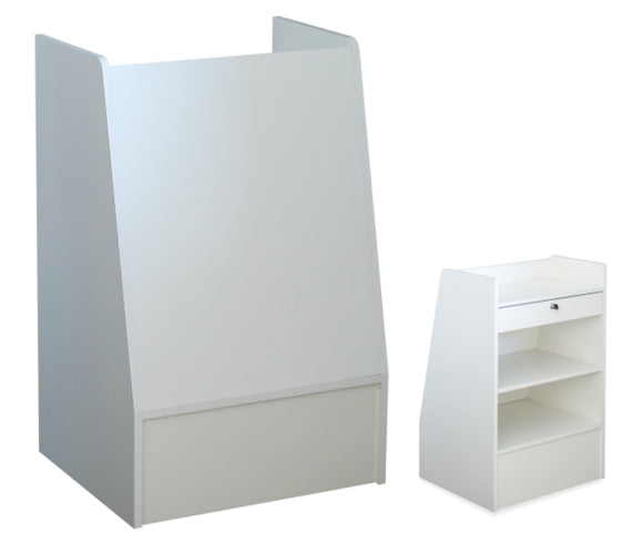 TRAPEZOID CASH REGISTER STAND WHITE 24